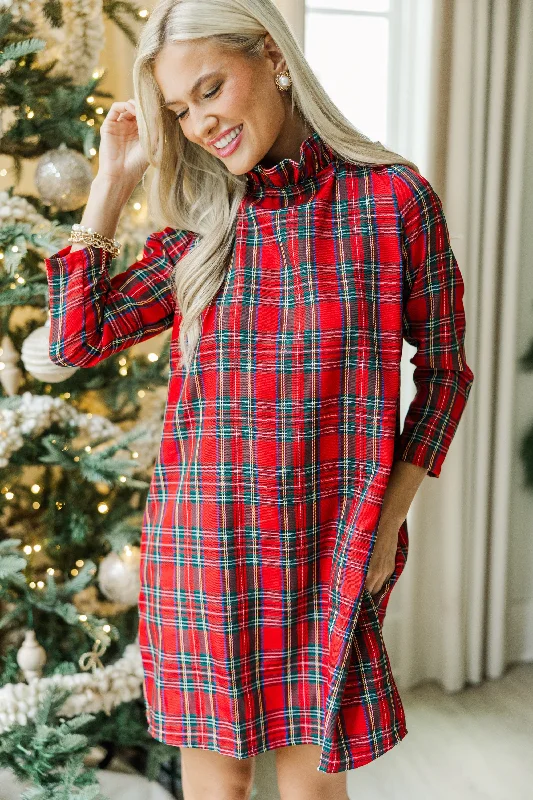 Vintage Inspired Fashion Sale This Is It Red Tartan Plaid Swing Dress