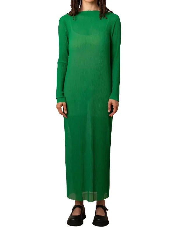 Women Wear Brands Pleated Mesh Dress In Kelly Green