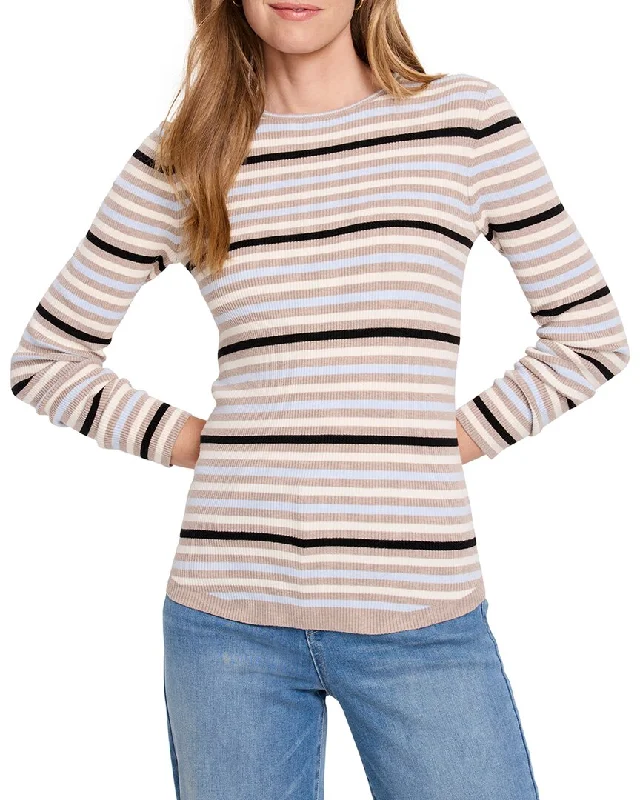 Women's Plus-Size Casual Outfit NIC+ZOE Striped Ribbed Sweater T-Shirt