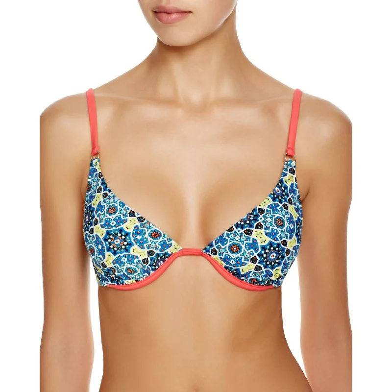 Modern Women's Apparel Gypsianna Geometric Triangle Cup Bikini Top In Multicolor