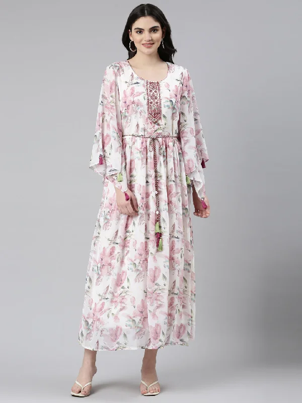 Affordable Online Boutiques Neeru's Pink Straight Casual Printed Dress