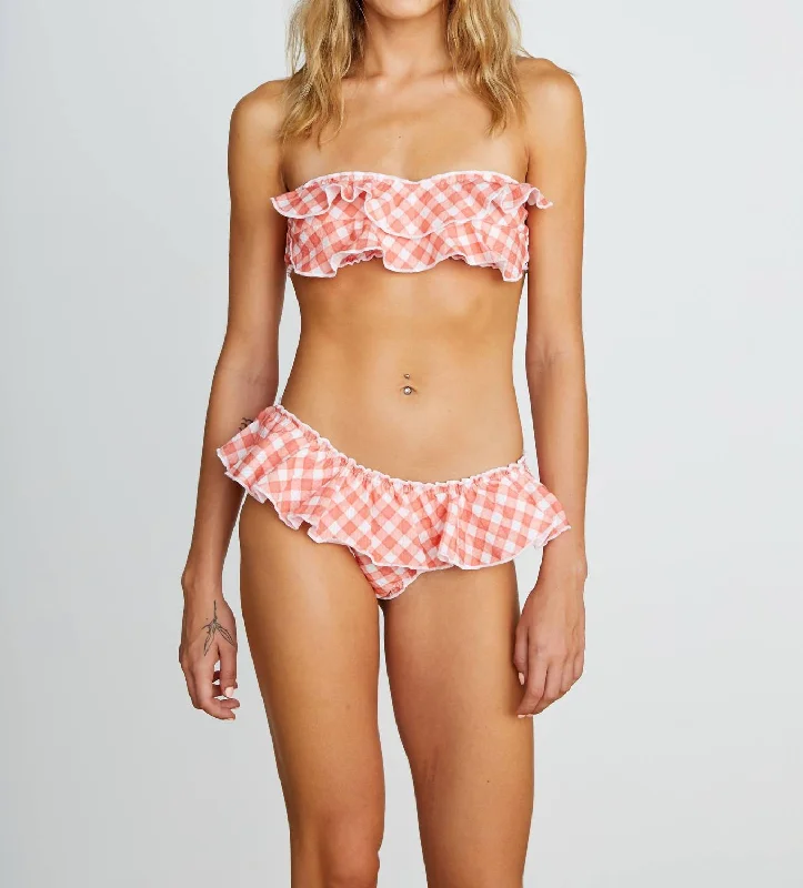 Women's Athletic Outfit Vichy Ruffled Bikini Set In Orange