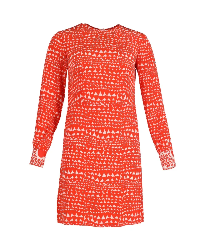 Online Boutiques Clothing Stella McCartney Gabel Heart Print Dress in Red Silk