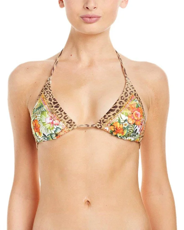 Modern Women's Attire Women's Embroidered Mix Up Triangle Cup Bikini Top Swimsuit In Aloha