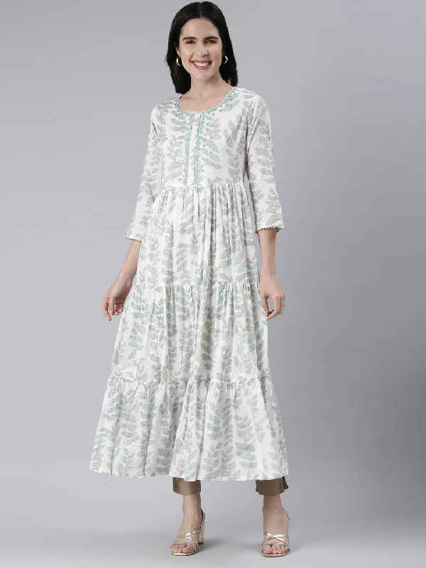 Women's Fashion Hotspots Neeru's Green Maxi Casual Printed Dresses