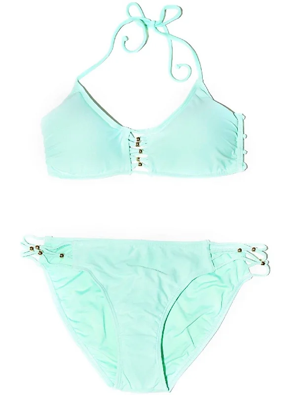 Women's Casual Wear Outfit Women's Caribbean Sea Tab Side Bikini Bottom Swimsuit In Mint