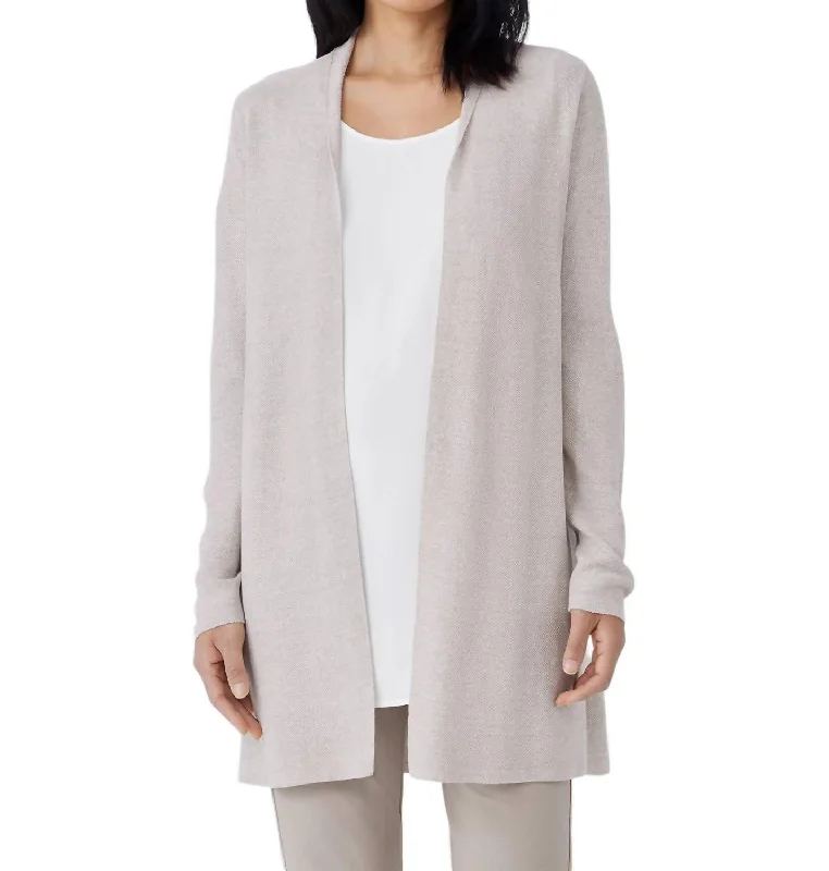 Women's Contemporary Clothing Long Cardigan In Natural/white