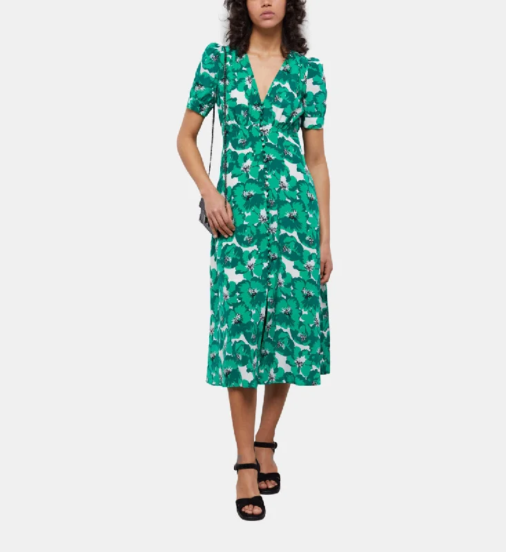 Buy More, Save More Long Printed Dress With Buttoning