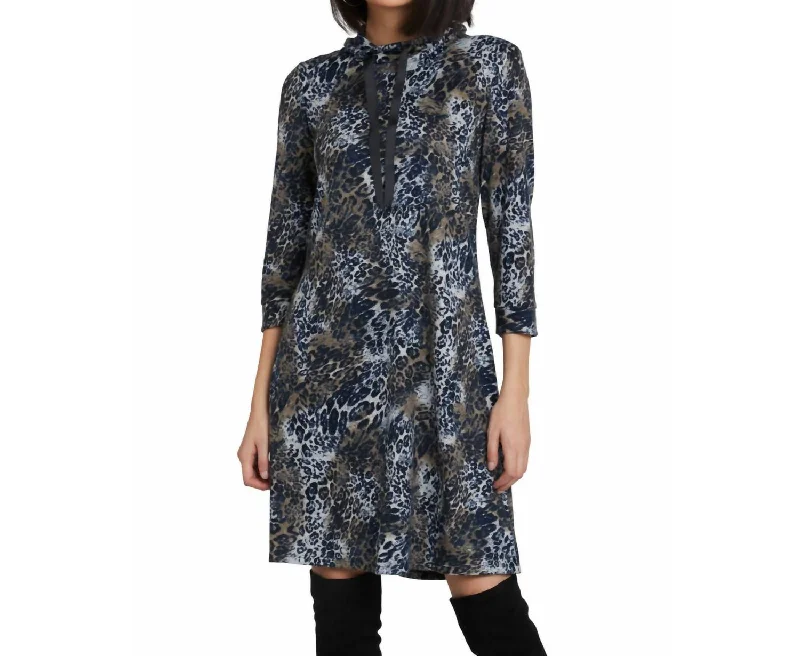 Seasonal Style Discounts Animal Print Dress In Blue