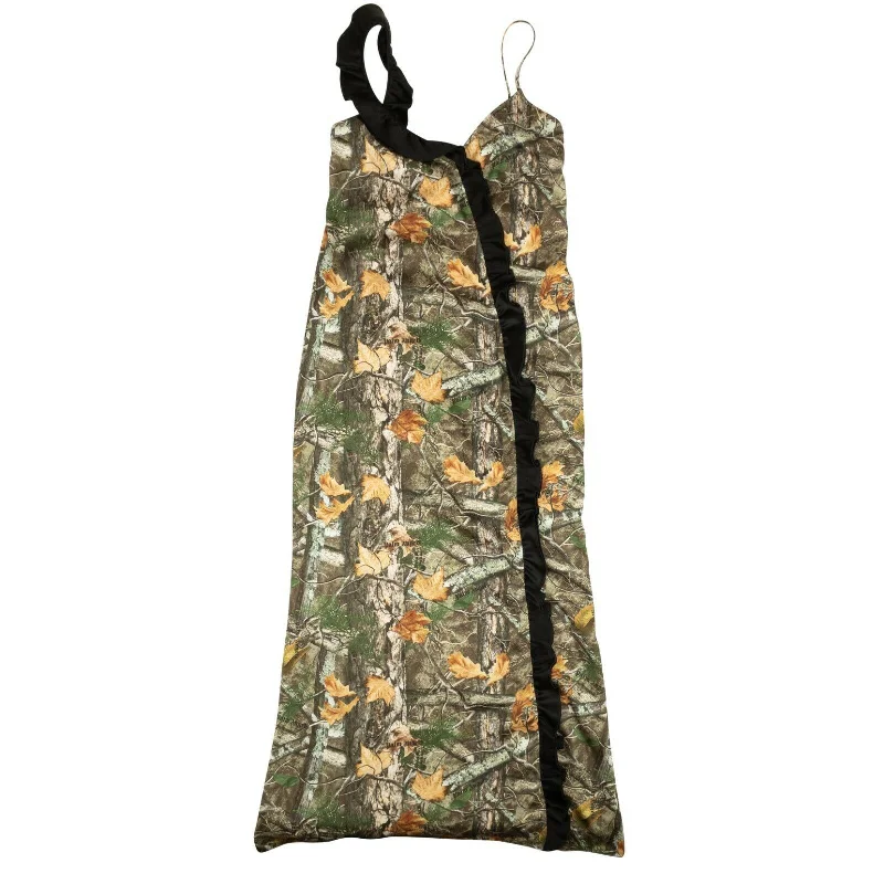 Imeless Style Green And Brown Forest Print Dress