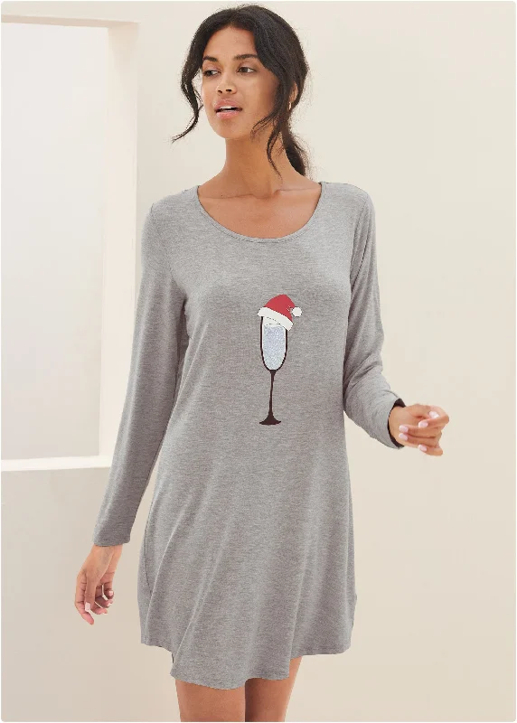 Stylish Outerwear Clothes For Women Graphic Sleepshirt - Santas Hat