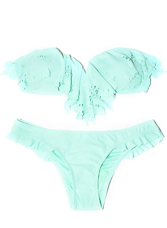 Stylish Women's Outerwear Apparel Women's Caribbean Sea Ruffle Full Cut Bikini Bottom Swimsuit In Mint