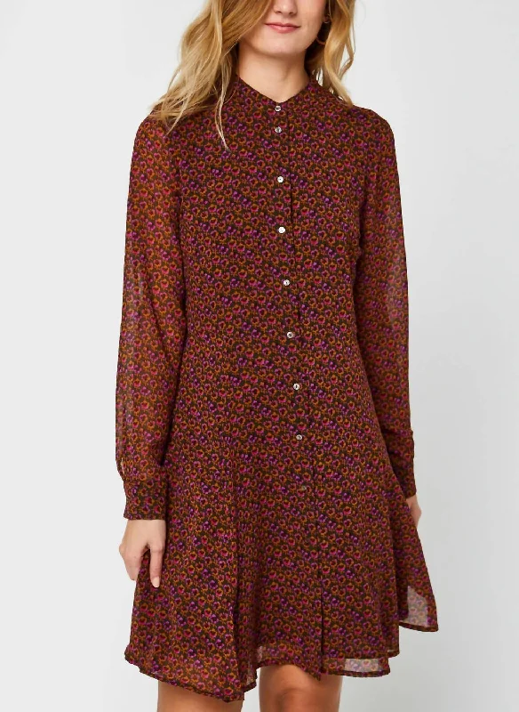 Latest Trends Drapey Print Dress In Brown