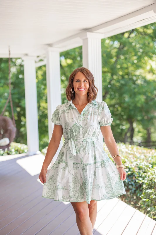 Signature Style Essentials Green Willow Print Dress