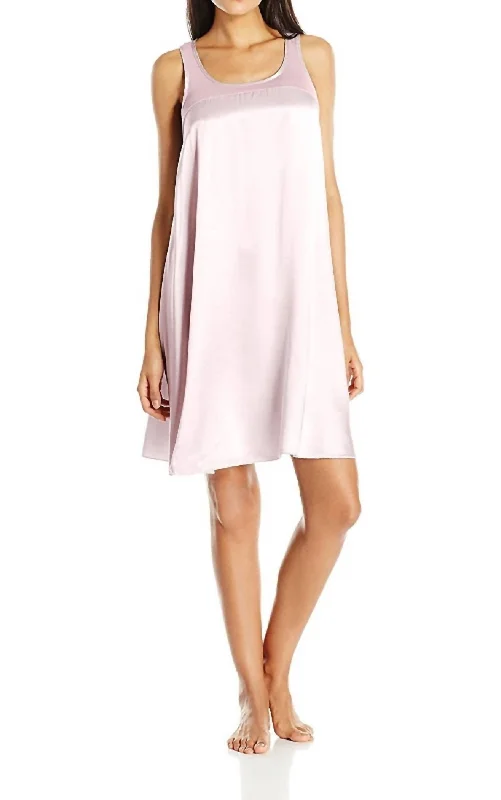 Women's Functional Outdoor Garments Lindsay Satin And Rib Nightgown X In Blush