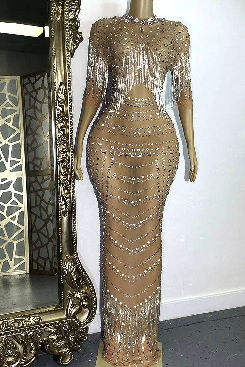 Women Wear Brands Ice Queen Tassel Evening Mesh Dress(Ready To Ship)