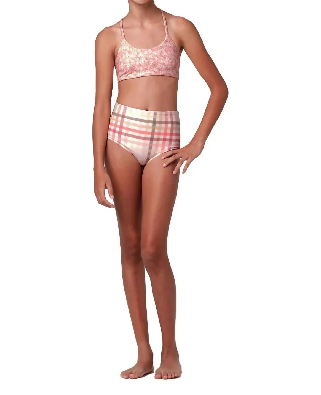 Women's Cozy Winter Attire Girl's Highs And Lows Gingham Bikini In Pink