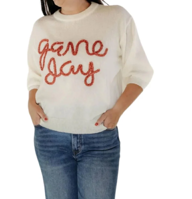 Women's Stylish Professional Apparel Game Day Sweater In Ivory