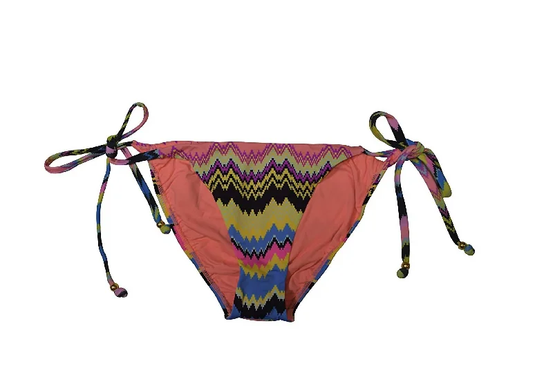 Women's Active Clothing Women Zig Zag Print Hips Tie Strap Triangle Bikini Bottom Swimsuit In Multicolor