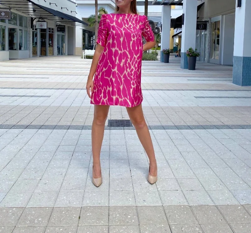 You'll Love Us Because Ven Non 3W070 Art Silk Print Dress In Pink