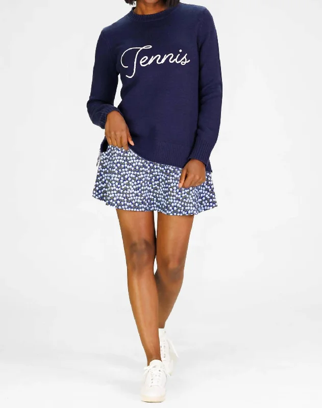 Women's Formal Event Attire Tennis Sweater In Navy