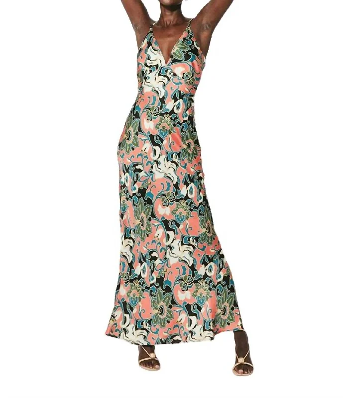 Evening Looks Cadence Printed Ankle Dress In Gypsy Bloom