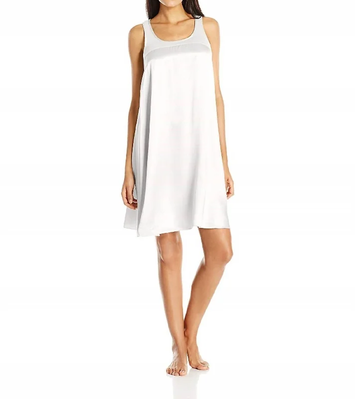 Women's Trendy Clothing Lindsay Satin And Rib Nightgown In Pearl