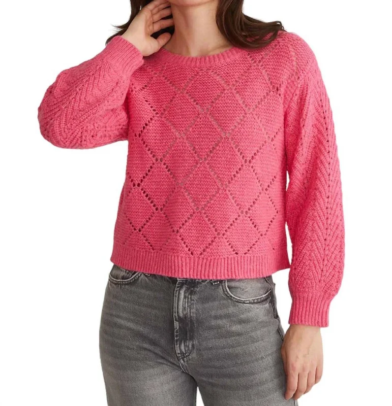 Women's Sporty Clothes Kelsey Pointelle Sweater In Carmine Rose