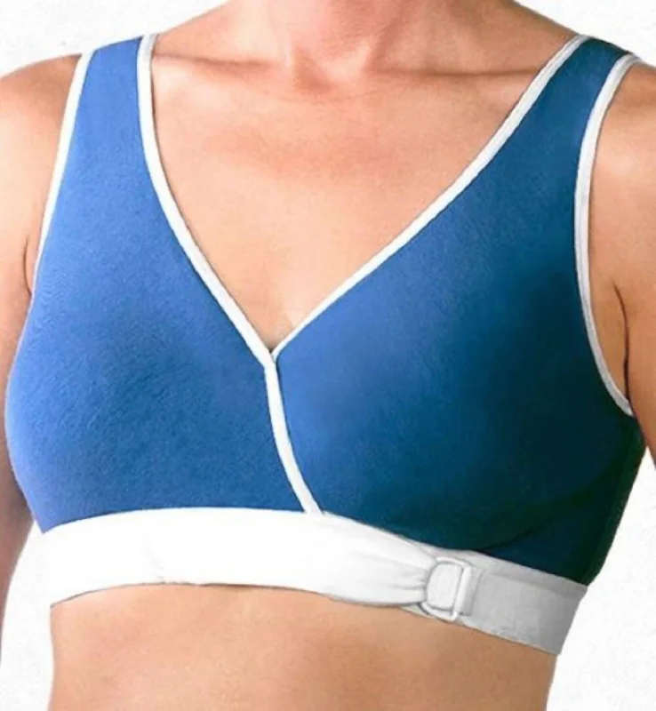 Elegant Women's Attire Easy Open Front Close Bra In Blue/white