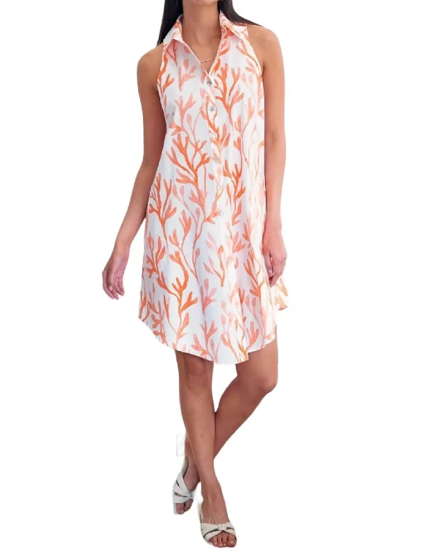 Style Streetwear Swing Dress In Coral/white