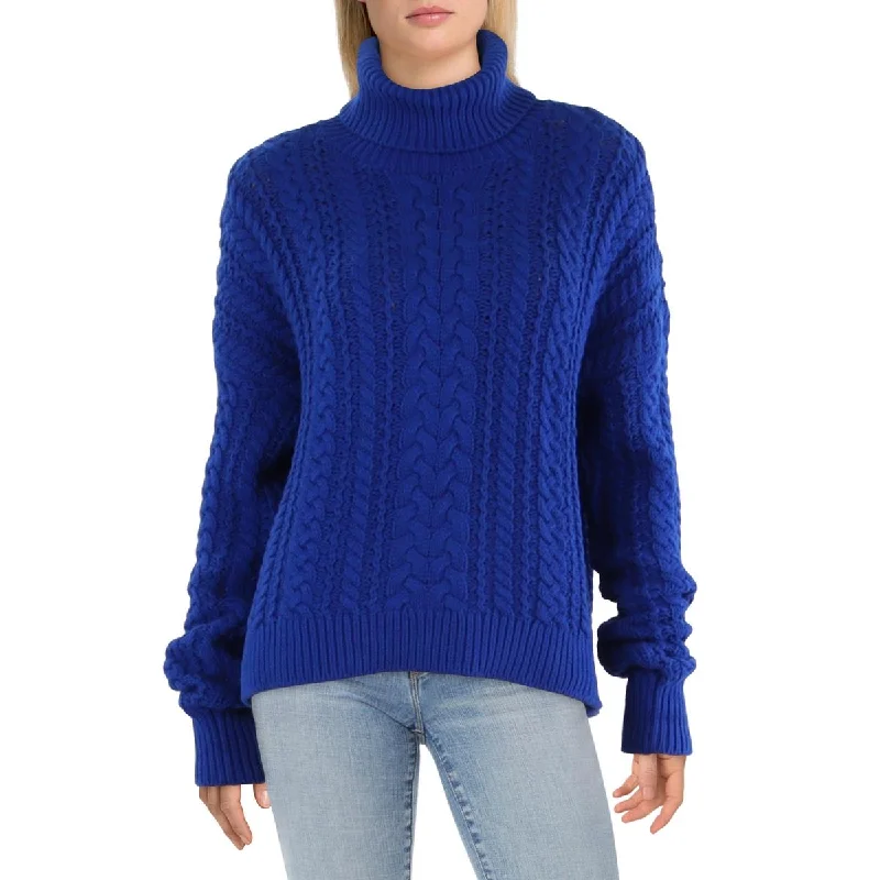 Women's Professional Attire Womens Cable Knit Pullover Turtleneck Sweater