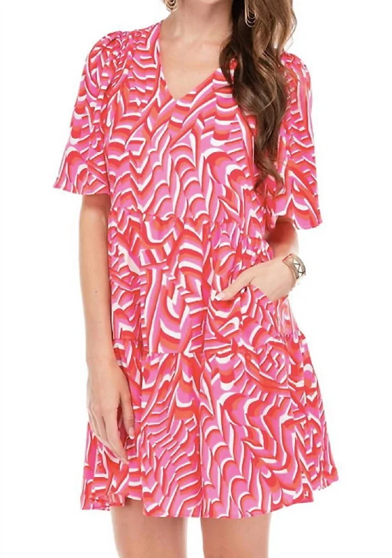 Trendy Street Style Attire Print Dress In Pink