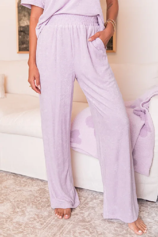 Women's Classic Attire Never Looking Back Lilac Terry Lounge Pants