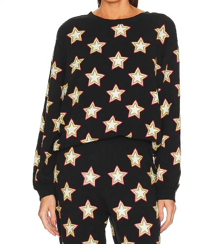 Women's Activewear Apparel Star Toss Pullover Top In Black