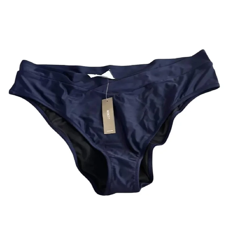 Women's Casual Wear Clothes Women's Criss Cross Front Cheeky Bikini Bottom In Navy Blue