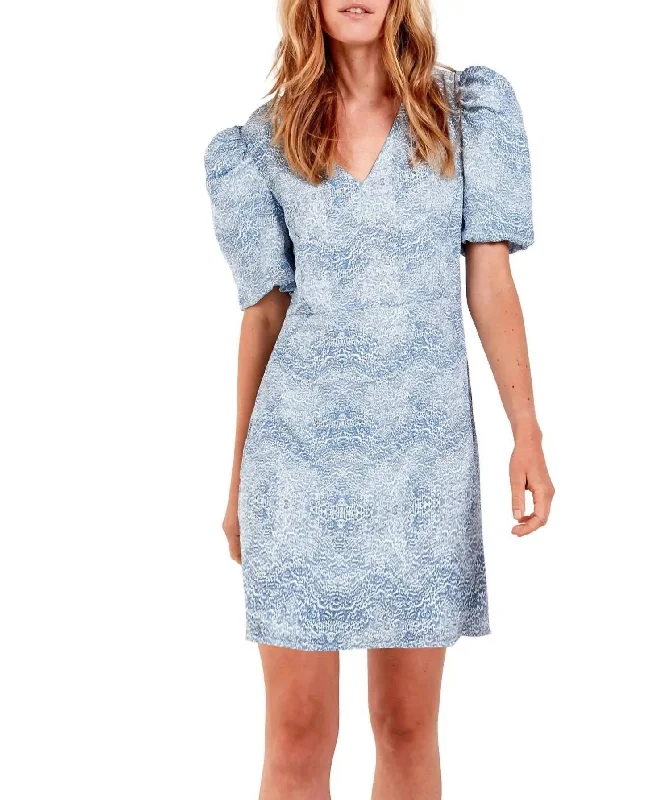 Trendy Threads Ischia Print Dress In Blue