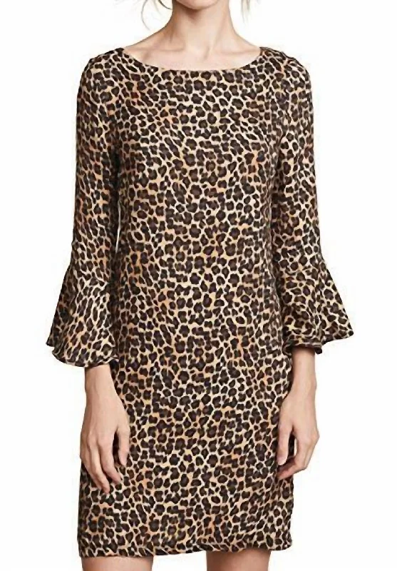 Don't Miss Out Leopard Print Dress In Black/camel