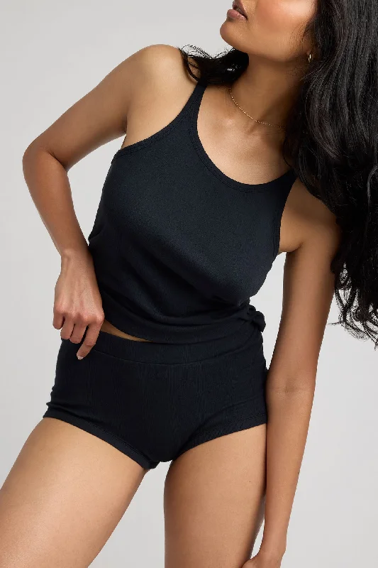 Modern Women's Attire Pointelle Lounge Short in Black