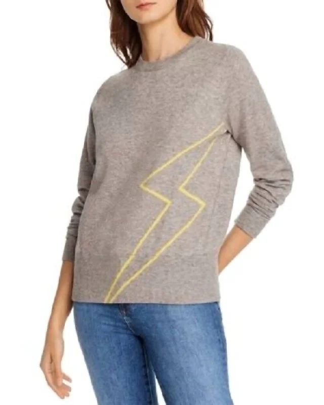 Women's Clothes For Special Occasions X Madeleine Thompson Lightning Bolt Heather Crewneck Sweater In Gray