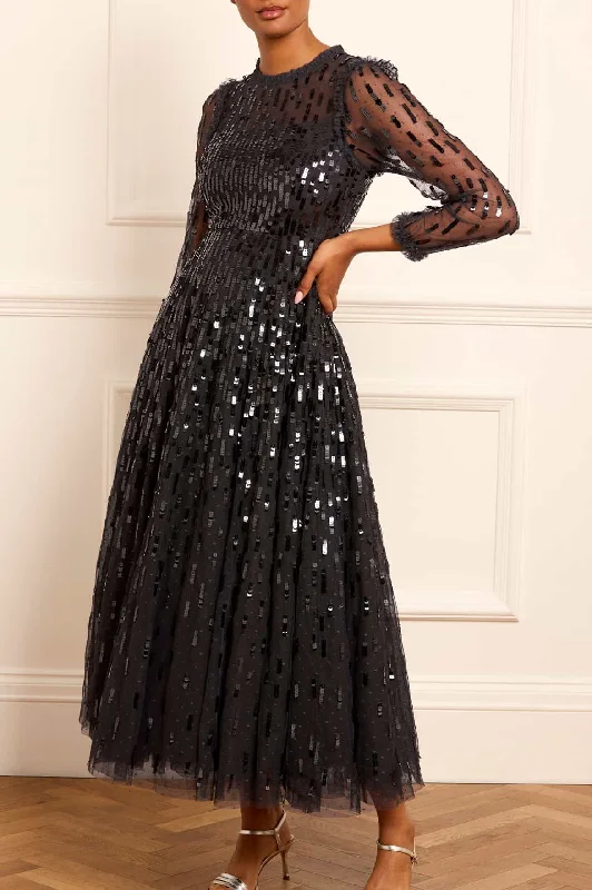 Formal Outfit For Women Sequin Dash Long Sleeve Gown