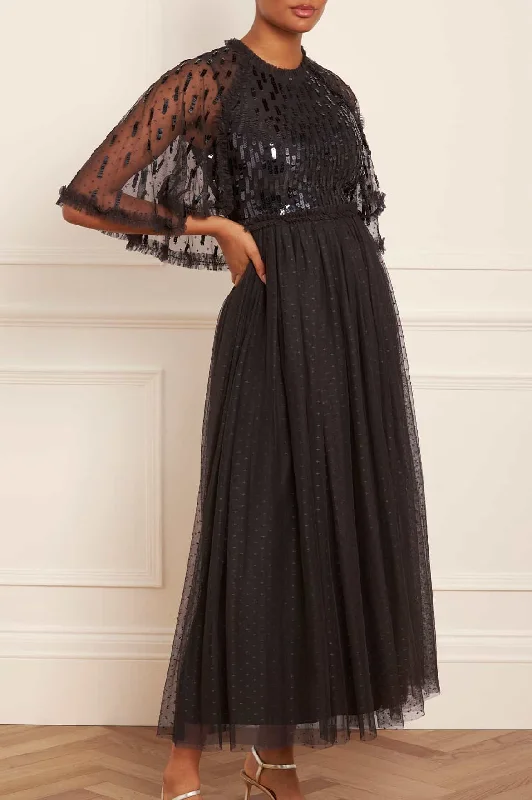 Stylish Women's Garments Sequin Dash Bodice Ankle Gown