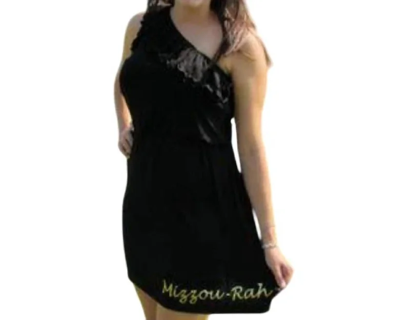 Comfortable Garments For Women University Of Missouri Logo One Shoulder Dress In Black