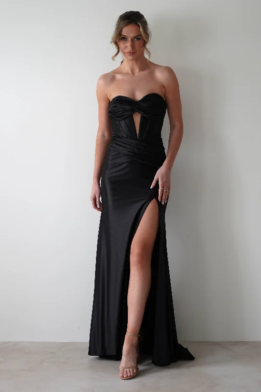 Affordable Luxury Women's Apparel Karra Bodycon Strapless Gown | Black