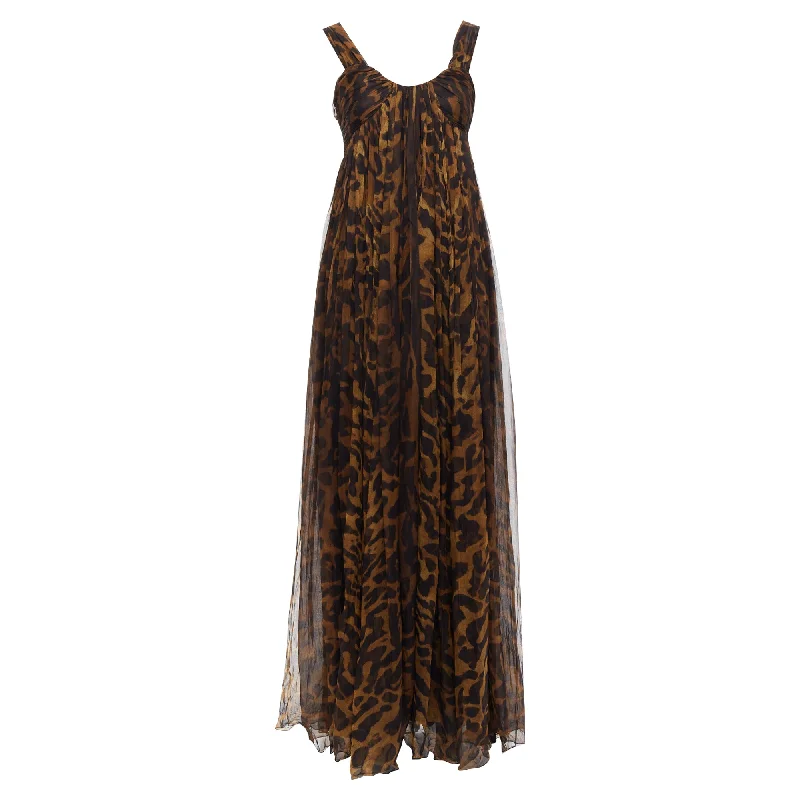 Women's Weekend Outfit Alexander Mcqueen silk leopard print corseted long gown