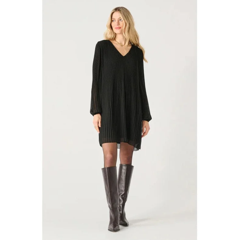 Women's Transitional Clothes Long Sleeve Pleated A-Line Dress