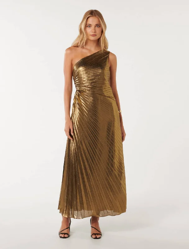 Women's Plus-Size Casual Outfit Taylah Metallic One Shoulder Dress