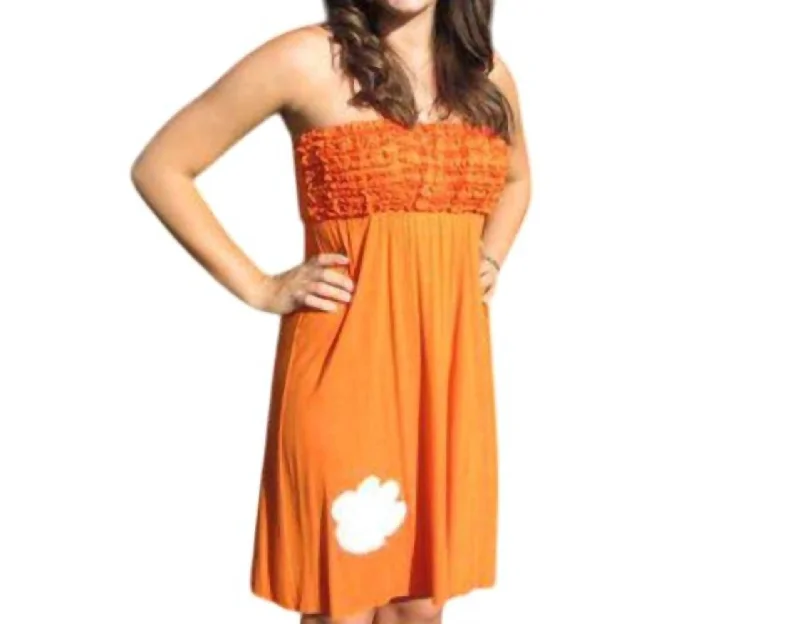 Women's Activewear Attire Auburn University Logo Ruffle Dress In Orange