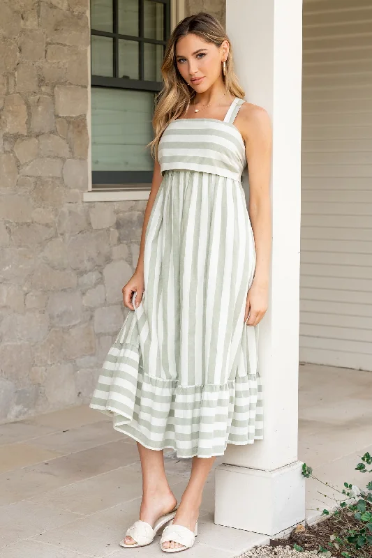 Clothing For Women Soren Tie Back Dress | Sage Stripe