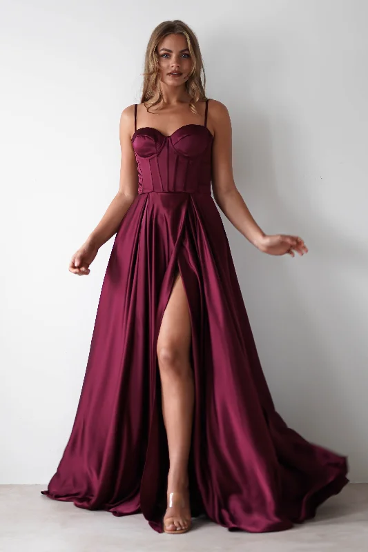 Women's Outfit Georgia Soft Satin Maxi Gown | Burgundy