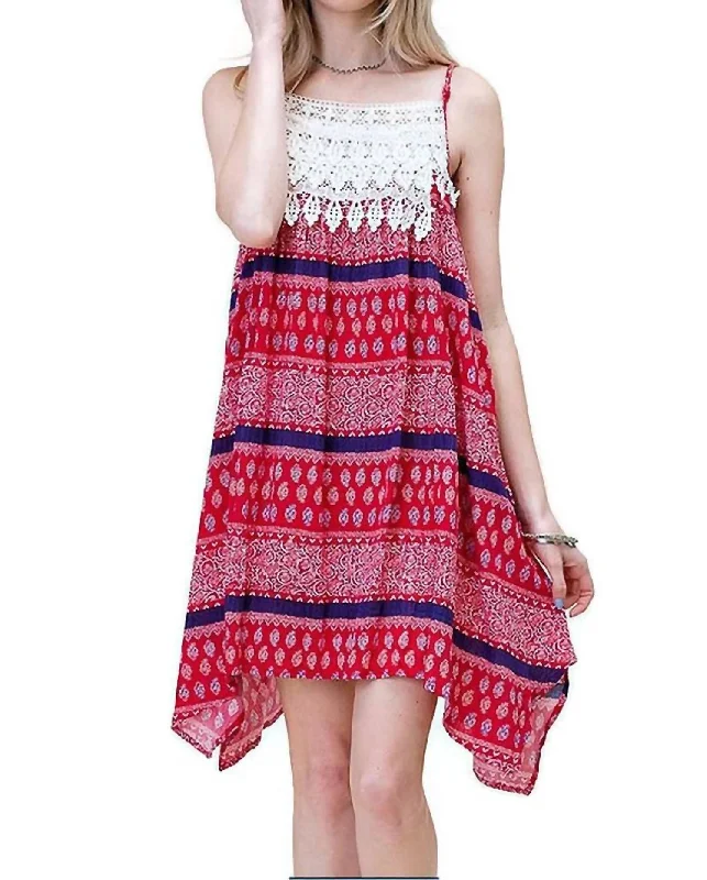 Sale Clearance Asymmetrical Aztec Tank Dress In Fuchsia